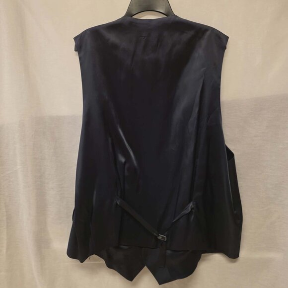 PAUL FREDRICK BLAZER & VEST. DARK BLUE PINSTRIPE. DOUBLE BREASTED. DOUBLE VENT. - Picture 4 of 10